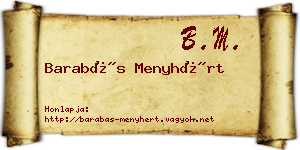 Barabás Menyhért névjegykártya